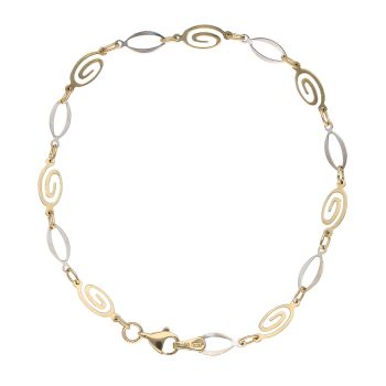 18ct Yellow and White Gold Swirl Bracelet 7.5"