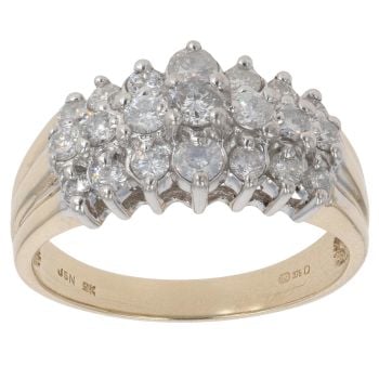 9ct Yellow Gold 1.00ct Brilliant Cut Diamond Cluster Ring