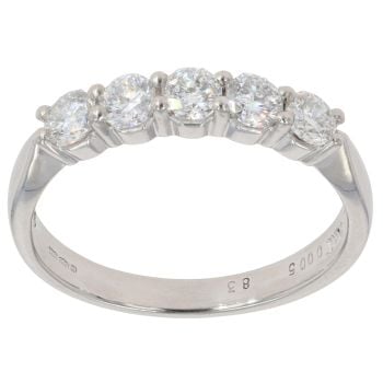 Platinum 0.80ct Brilliant Cut Diamond Five Stone Ring