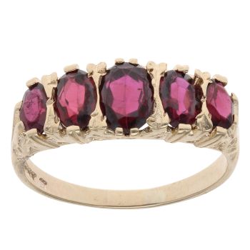 9ct Yellow Gold Garnet Five Stone Ring