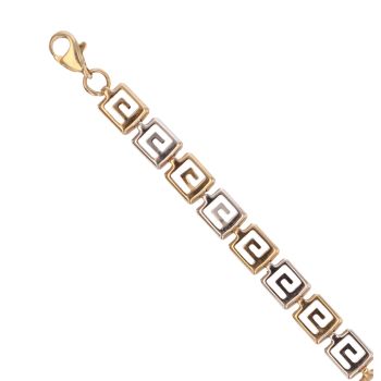 9ct Yellow and White Gold Greek Key Bracelet 7.5"