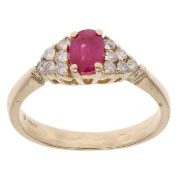 14ct Yellow Gold 0.25ct Diamond and Ruby Dress Ring