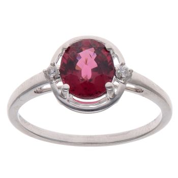 9ct White Gold Cubic Zirconia and Garnet Fancy Ring