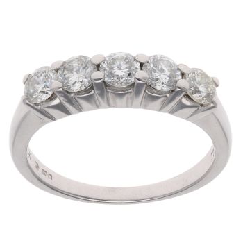 9ct Yellow Gold 1.00ct Brilliant Cut Diamond Five Stone Ring