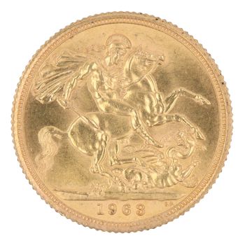 1963 Elizabeth II First Portrait UK Full Sovereign Coin
