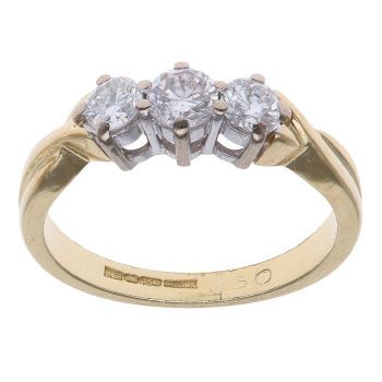 18ct Yellow Gold 0.50ct Brilliant Cut Diamond Trilogy Ring