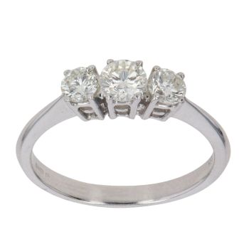 18ct White Gold 0.75ct Brilliant Cut Diamond Trilogy Ring