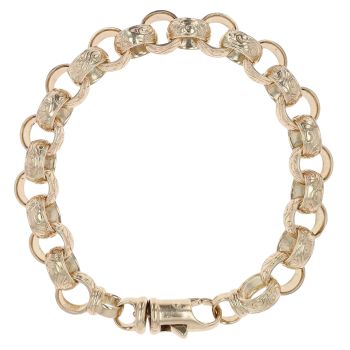 9ct Yellow Gold Patterned Belcher Bracelet 8"