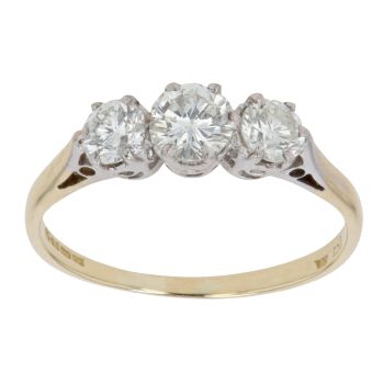 18ct Yellow Gold 1.00ct Brilliant Cut Diamond Trilogy Ring