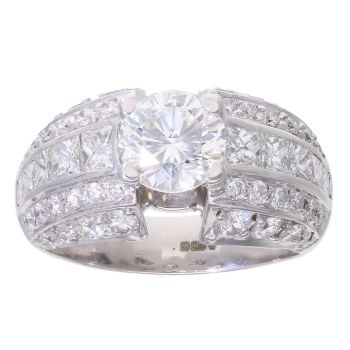 18ct White Gold 3.27ct Brilliant and Princess Cut Diamond Ring
