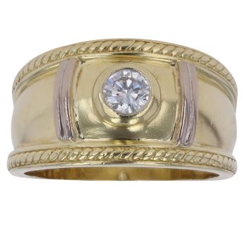 18ct Yellow and White Gold 0.30ct Diamond Signet Ring