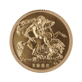 1982 Elizabeth II Decimal Portrait UK Half Sovereign Coin