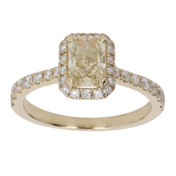 9ct Yellow Gold 1.50ct Brilliant and Radiant Cut Yellow and Colourless Lab Grown Cluster Ring