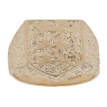 9ct Yellow Gold Three Lions England Signet Ring