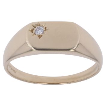 9ct Yellow Gold Cubic Zirconia Signet Ring