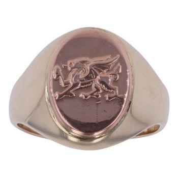 9ct Yellow and Rose Gold Welsh Dragon Signet Ring