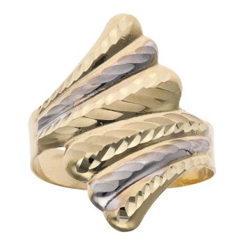 14ct Yellow and White Gold Textured Fancy Ring