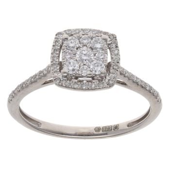 9ct White Gold 0.30ct Brilliant Cut Diamond Cluster Ring