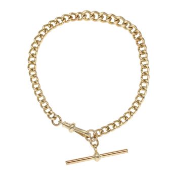 9ct Yellow Gold Plain Albert Bracelet 8.5"