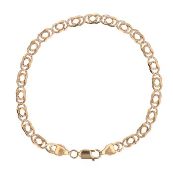 9ct Yellow and White Gold Double Curb Bracelet 7.5"