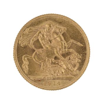 1914 George V Large Head UK Full Sovereign Coin