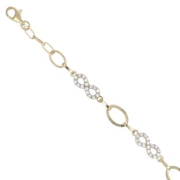 14ct Yellow Gold Cubic Zirconia Infinity Bracelet 8"