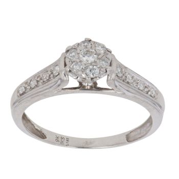 9ct White Gold 0.19ct Brilliant Cut Diamond Cluster Ring