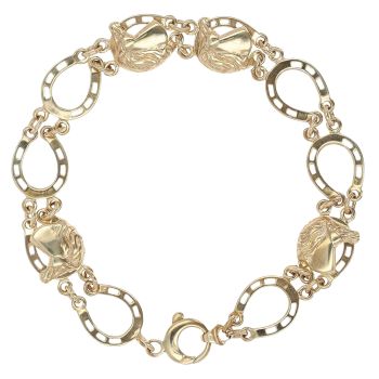 9ct Yellow Gold Fancy Horse Bracelet 8"