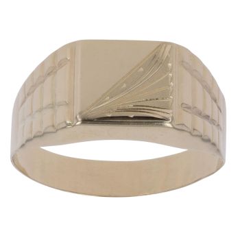 14ct Yellow Gold Square Patterned Signet Ring