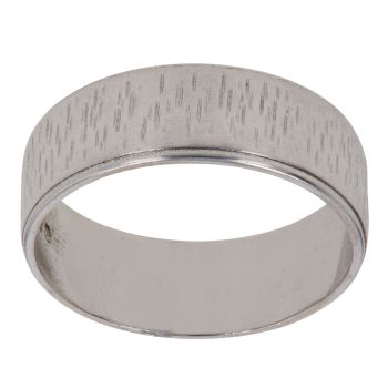 9ct White Gold Patterned 6mm Wedding Band