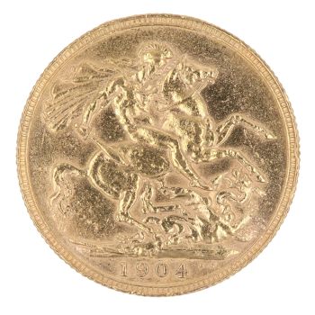 1904 Edward VII Large Head UK Full Sovereign Coin