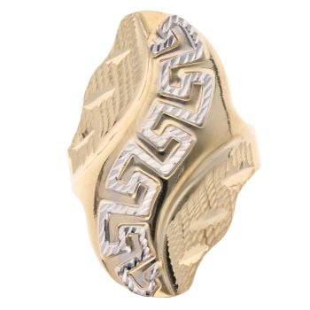 14ct Yellow And White Gold Greek Key Wave Fancy Ring