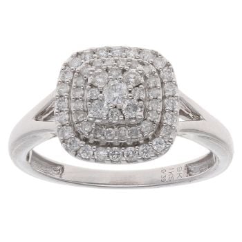 9ct White Gold 0.39ct Brilliant Cut Diamond Cluster Ring