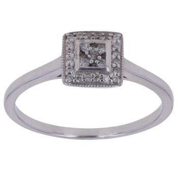 9ct White Gold 0.10ct Diamond Cluster Ring
