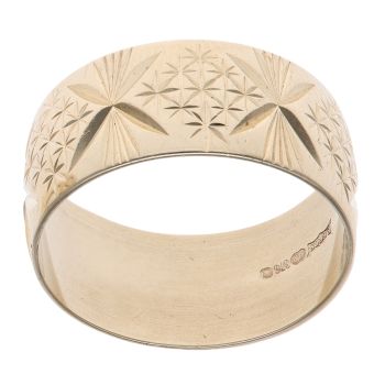 9ct Yellow Gold Patterned Wedding Band 9.4mm