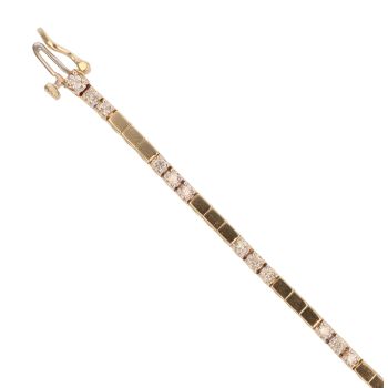 14ct Yellow Gold 0.90ct Brilliant Cut Diamond Bracelet 7"