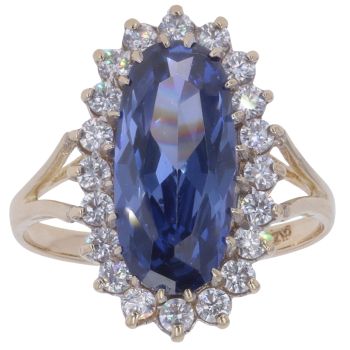 9ct Yellow Gold Lilac and Cubic Zirconia Cluster Ring