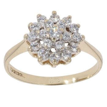 9ct Yellow Gold Cubic Zirconia Cluster Ring
