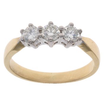 18ct Yellow Gold 0.50ct Brilliant Cut Diamond Trilogy Ring