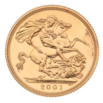 2001 Elizabeth II Fourth Portrait UK Full Sovereign Coin