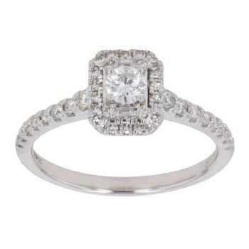 9ct White Gold 0.50ct Brilliant and Baguette Cut Diamond Cluster Ring