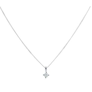 18ct White Gold 0.33ct Brilliant Cut Diamond Solitaire Pendant And Chain 16"
