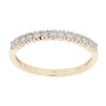 9ct Yellow Gold 0.25ct Brilliant Cut Diamond Half Eternity Ring