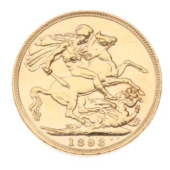 1893 Victoria Old Head UK Full Sovereign Coin