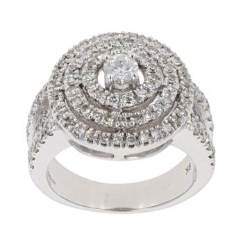 9ct White Gold Diamond Halo Cluster Ring by Anya Belle