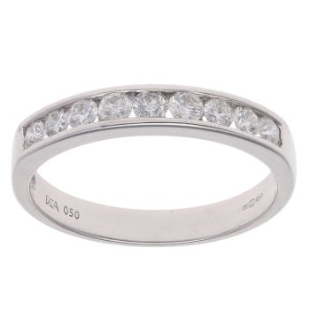 18ct White Gold 0.50ct Brilliant Cut Diamond Half Eternity Ring