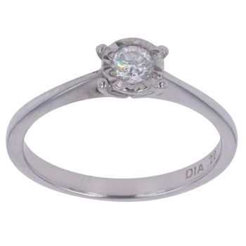 9ct White Gold 0.20ct Brilliant Cut Diamond Solitaire Ring
