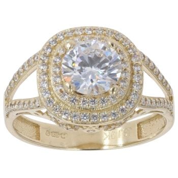 9ct Yellow Gold Cubic Zirconia Cluster Ring