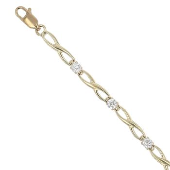 9ct Yellow Gold Cubic Zirconia Infinity Bracelet 7"
