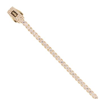 14ct Yellow Gold Monaco Agua Pave Lock Curb Bracelet 7.5"